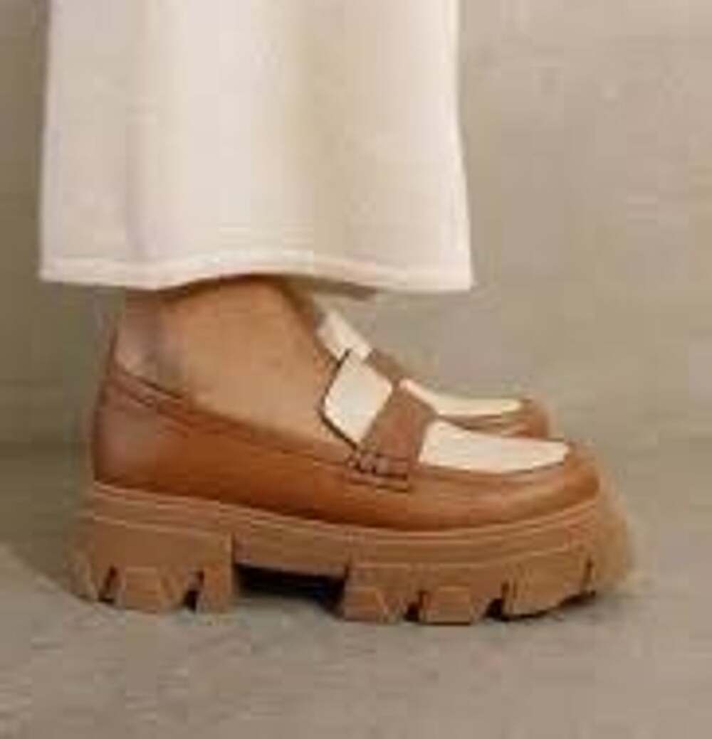 Alohas Trailblazer Bicolor Leather Loafers Brown/Tan & Off-White Size 7.5-8 - Picture 3 of 13